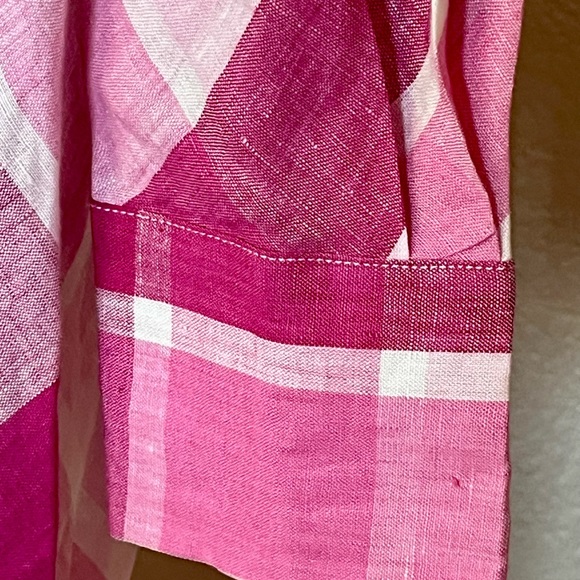 Victorias Secret Brand Moda International Pink Plaid 100Linen Shirt Dress Size 2 - Picture 4 of 8